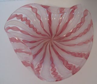 Vintage Italian Murano Pink Ribbon Venetian Glass Dish Sticker