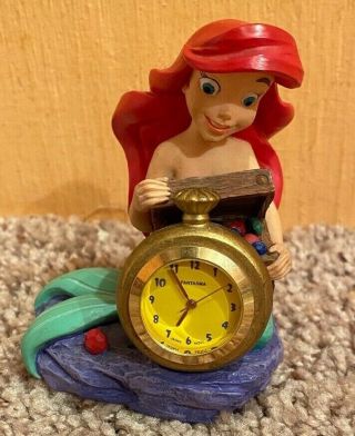 Vintage Disney Little Mermaid Ariel Miniature Desk Clock By Fantasma Resin