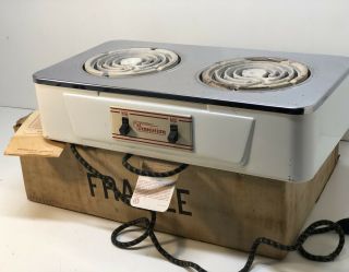 Mid Century Vintage Dominion 2 - Burner Hot Plate Electric Real Woriginal Box