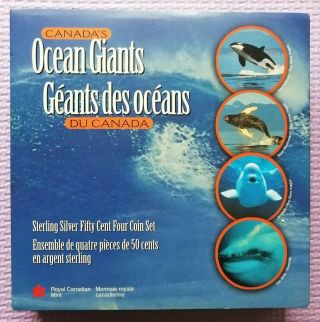 Ocean Giants 1998 Canada 50 Cents Sterling Silver Coin Set Box