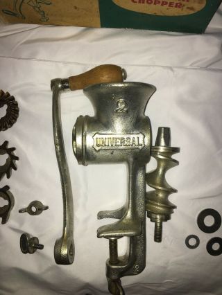 Vintage Universal NO.  2 Food & Meat Chopper & Grinder Complete With Box 3