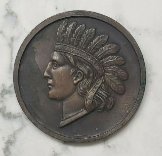 Vintage 1920s Estes Park Colorado Co Souvenir Large 3 " Metal Indian Head Penny
