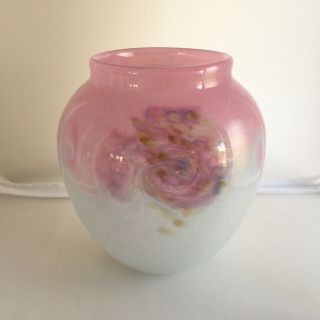 Vintage Scottish John Moncrieff Monart Stunning Pink & Light Blue Glass Vase