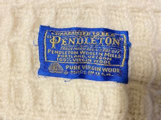 Vintage Pendleton Woolen Mills 100 Pure Virgin Wool White 53x44 Inches Blanket