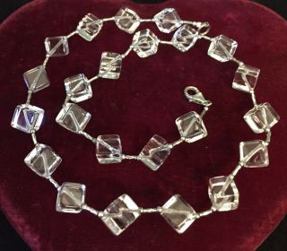 Vintage Jewellery Stunning Sterling Silver & Cube Crystal Bead Necklace