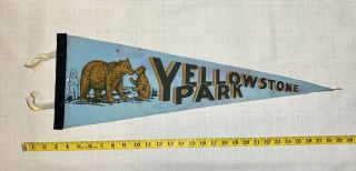 Vintage Yellowstone Soft Felt Pennant Momma Bear & Cub 1950s Rare