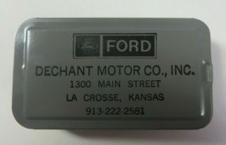 Vtg Magnetic Hide - A - Key Box Advertising Ford Dechant Motor Co Lacrosse,  Kansas