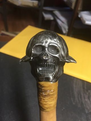 Skull Walking Stick,  Cane,  Hand Made Vintage Wood Hiking Stick 42