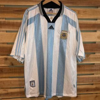 Vtg 90s Adidas Argentina Striped National Soccer Football World Cup Jersey 2xl