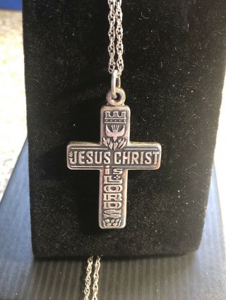 Unique Vintage Hand Crafted By " Jr " Sterling Silver " Cross 22” Necklace.  16.  6gr
