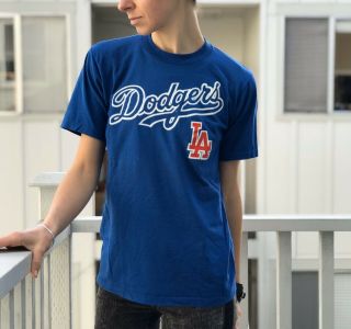 Vintage 1980s Los Angeles La Dodgers Jersey Shirt Made In Usa Logo 7 Tee Size M
