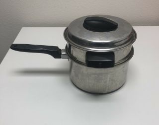 Vintage Flint Ekco Ware Radiant 2 Qt Saucepan Double Boiler Pan W Lid Usa