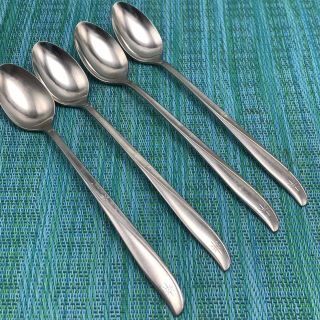 4 Oneida Community Twin Star Stainless Iced Tea Spoons Atomic Usa Vintage Mcm