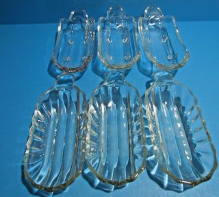 6 Vintage Heavy Glass Dishes - Banana Split Boats / Bowls Ice Cream Cond.