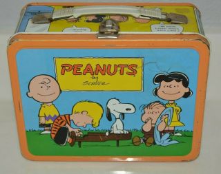 Vintage 1959 Peanuts By Schulz Comic Charlie Brown Snoopy Metal Lunchbox C7,