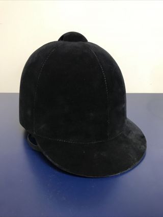 Vintage Black Velvet Riding Hat Helmet C.  M.  Hadfields Size 6 7/8
