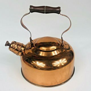Vintage Odi Solid Copper Whistling Tea Pot Tea Kettle Made In Portugal
