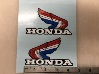 Vintage Honda Wings Small Red/blue Cr Mr Atc70 Xl Xr Sl Tank Decals Stickers
