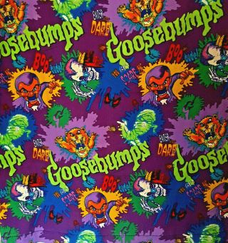 Vintage Goosebumps R L Stine Twin Flat Bed Sheet Fabric Purple Mummy Monster Usa