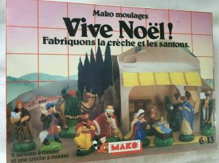 Vintage 1988 Mako France Jeux Nathan Christmas Nativity Molds Craft Set Mip