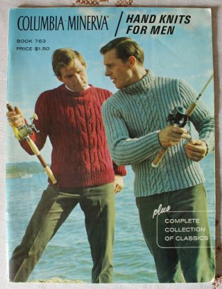 Vintage Columbia Minerva Hand Knits For Men Book 763 Knitting Patterns Sweaters