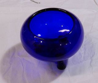 Vintage Viking Martinsville Glass Cobalt Blue Footed Rose Bowl Small