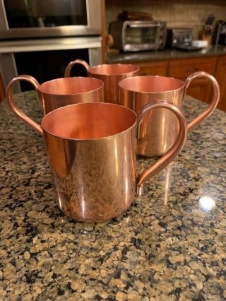 Vintage Cock N Bull Moscow Mule Mugs,  Solid Copper,  Set Of 4