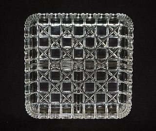 Vintage Clear Glass 7 " Square Divided Relish Tray 3 Section Serving Platter Mcm