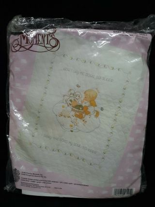 Vintage Precious Moments Baby Arrival Stamped Cross Stitch Quilt Kit Prayer