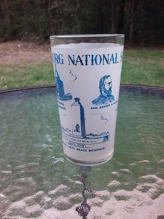 Vtg Gettysburg National Shrine Frosted Drink Glass Souvenir Lincoln Lee Meade 2