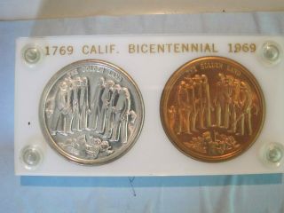 2 Coin/metal Set California Bicentennial 1769 - 1969 By Medallic Art Co Ny