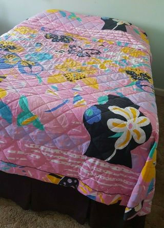 Vintage 80s Ken Done Sheridan Pastels Quilted Double Bed Spread Cover