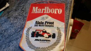 Fanion Marlboro Alain Prost 1985 World Champion Mclaren Dédicace Vintage