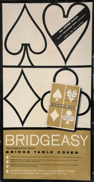 Vintage 1960s Bridge Card Game Table Cover Bridgeeasy The Point Count