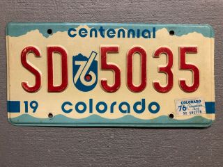 Vintage 1975 Colorado License Plate Bi Centennial Ss - 5035 1976 Sticker