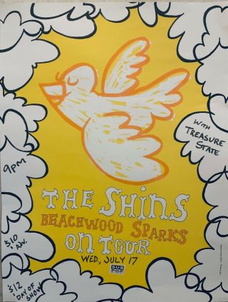 Vtg The Shins 1991 Tour Poster Beachwood Sparks Gig Concert Sub Pop Jesse Ledoux