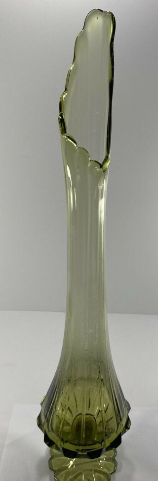 Vintage Retro Mcm Green Art Glass Vase - Large 26 Inches Tall