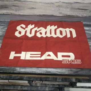 Stratton Vermont Head Ski Advertisement Sign Banner Flag 1980 ' s Skis Resort Vtg 2