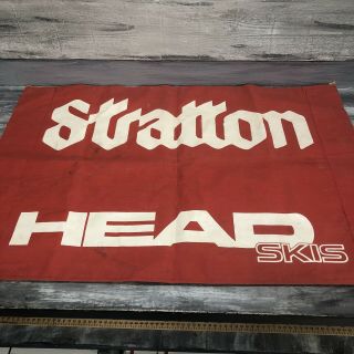 Stratton Vermont Head Ski Advertisement Sign Banner Flag 1980 ' s Skis Resort Vtg 3