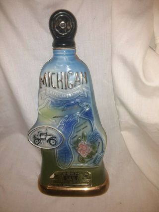 Vintage 1972 Jim Beam Decanter State Of Michigan Great Lakes State Bottle Empty
