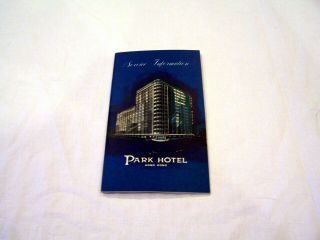 Service Information Book From The Park Hotel Hong Kong,  C.  1960s