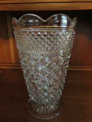Vintage 10 Inch Tall Anchor Hocking Wexford Clear Crystal Vase