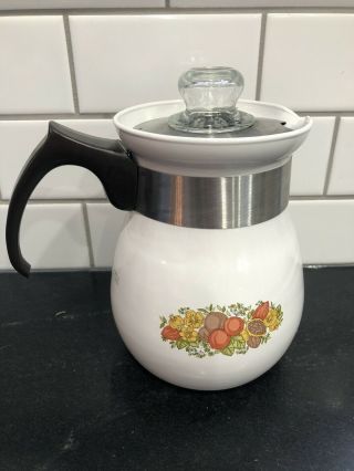 Vintage Corning Ware Stove Top Coffee Pot P - 166 Spice of Life 6 Cup Complete 3
