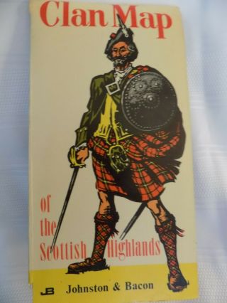 Colorful Vintage Clan Map Of The Scottish Highlands Johnston & Bacon