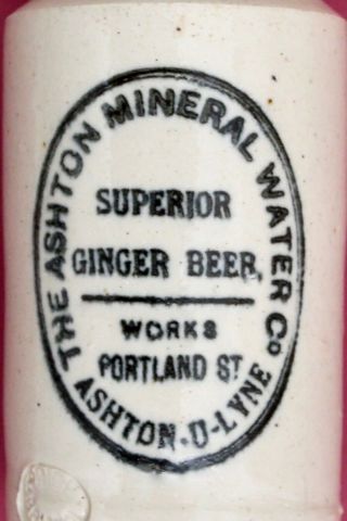 Vintage 1900s The Ashton Mineral Water Co Ashton - U - Lyne Ginger Beer Stone Bottle