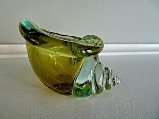 Vintage Seguso Murano Art Glass Small Sommerso Conch Shell Bowl Nautilus