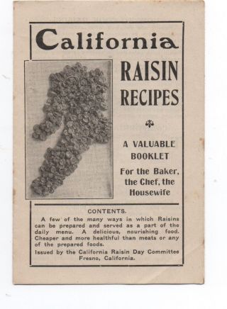 1920 Brochure Of California Raisin Recipes Calif Raisin Day Committee Fresno Ca