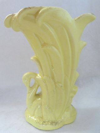 Vintage Mccoy Vase Yellow Swan Reeds Mid Century Art Pottery Planter