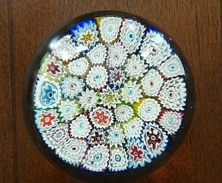 Vintage Fratelli Toso Murano Art Glass Paperweight Millefiori Frit Base