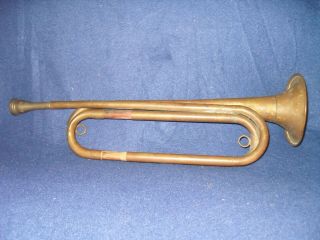 Vtg U.  S.  Regulation Brass Military Bugle Horn Instrument Made In U.  S.  A.  Olds 7c